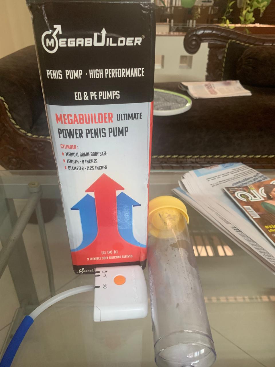 Megabuilder penis pump and cylinder with battery-operated device