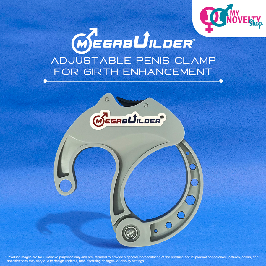 MegaBuilder penis clamp for girth enhancement, showing the adjustable cock clamp kit.