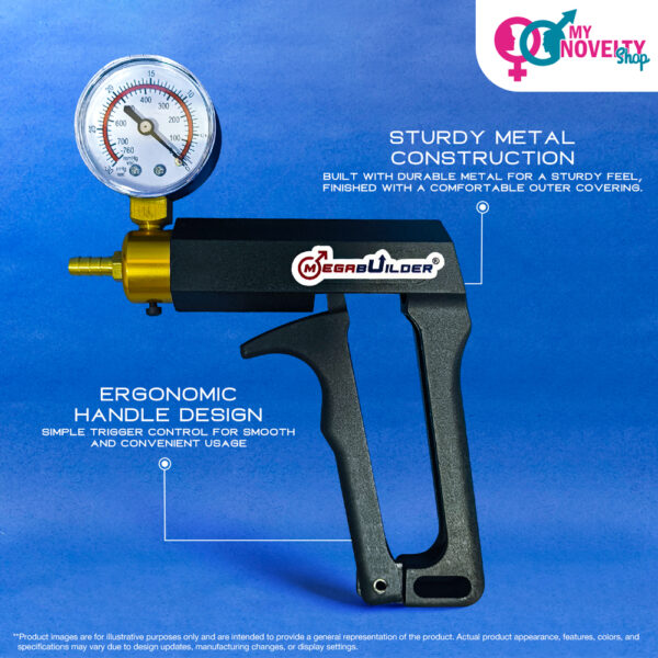 Ergo Grip Flared Base Brass Trigger Grip & Pressure Gauge Penis Pump Kit - Image 2